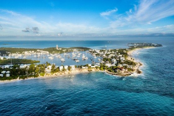 An aerial view of Hope Town, Great Abaco Island, Bahamas in 2022.