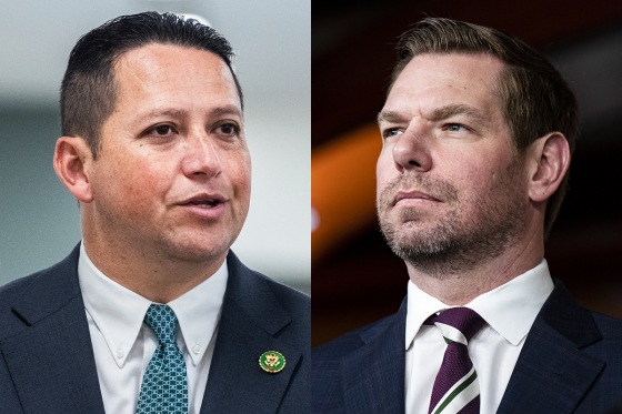A soplit composite image of Tony Gonzales, left, and Eric Swalwell