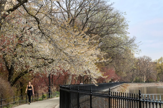 Image: People walk around the Jacqueline Kennedy Onassis Reservoir