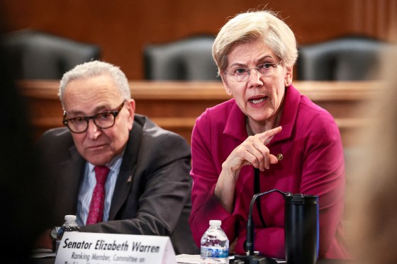 U.S. Senate Minority Leader Chuck Schumer and Senator Elizabeth Warren host a roundtable on housing affordability in Washington
