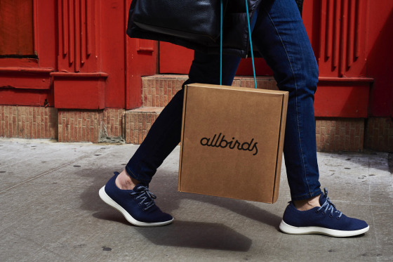 A shopper carries an Allbirds bag in New York in 2019.