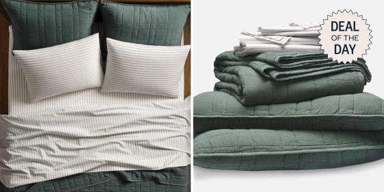 Brooklinen’s Anniversary Bundle sheet set would make for a great Mother’s Day gift. 