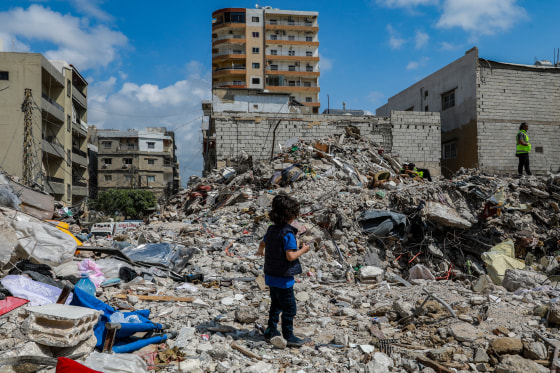 A view of the destruction after an Israeli airstrike in Lebanon