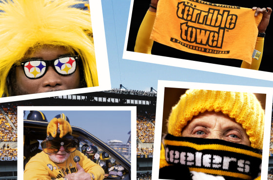 Photo collage of Steelers fans 