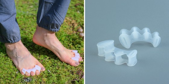 Toe separators spread your toes out to help get rid of pain from bunions and more. 
