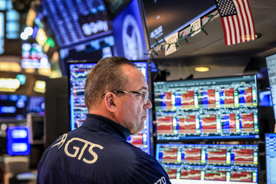 Image: A trader works on the floor of the New York Stock Exchange (NYSE) 