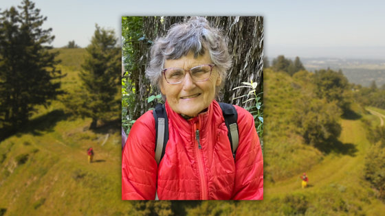 Photo of Elaine McKinley on the day she vanished and in the background, the search efforts conducted by the&nbsp;San Mateo County Sheriff’s Office