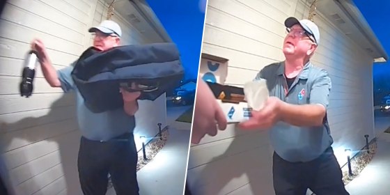 Dan Simpson delivers a pizza — and a very kind gesture — to Brian Wilson.