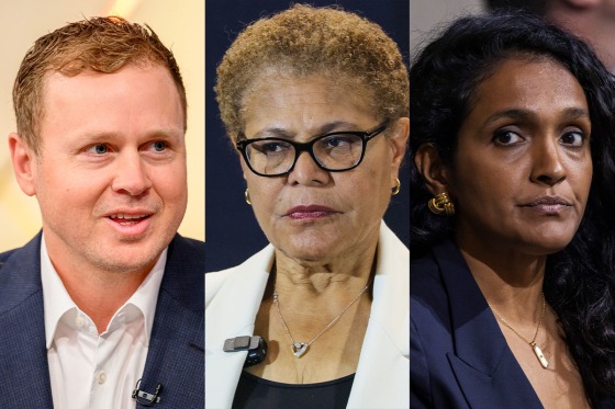 Spencer Pratt; Los Angeles Mayor Karen Bass; Nithya Raman.