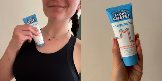 Megababe’s Thigh Rescue Stick is its most popular product, but the brand one-upped itself with the more effective sweat-resistant gel.