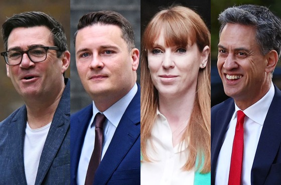 From left: Manchester Mayor Andy Burnham, Health Secretary Wes Streeting, former Deputy Prime Minister Angela Rayner and Energy Secretary Ed Miliband.