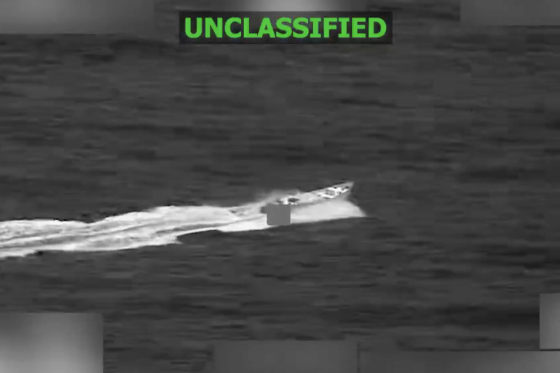 A still from a video posted by U.S. Southern Command on Tuesday, which reportedly shows a kinetic strike on a vessel in the Eastern Pacific.