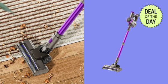 The vacuum works on multiple surfaces including carpet and tile.