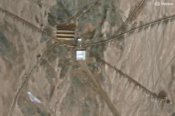 A satellite image shows what security analysts say is a launch pad, in the Xinjiang Uyghur Autonomous Region