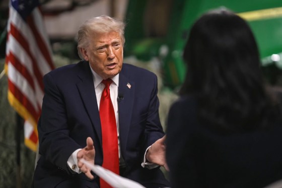 "Meet the Press" Host Kristen Welker interviews President Donald Trump on June 5, 2026 at Custer Farms in Chippewa Falls, Wisc.