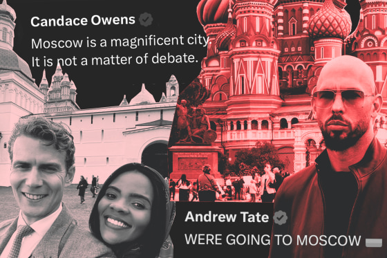 Candace Owens and Andrew Tate have been posting from Russia as it hosts the St. Petersburg International Economic Forum.