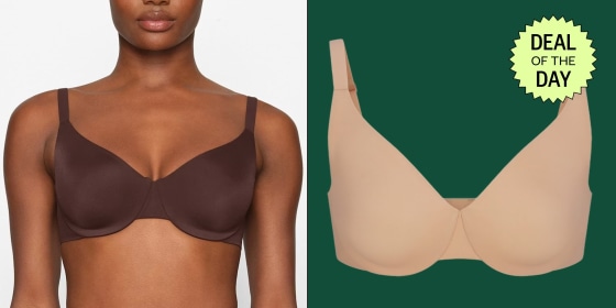 The Skims unlined bra is available in a range of nude-toned shades.