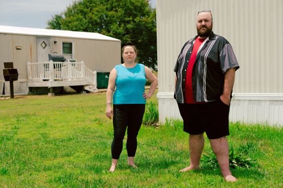Aliea Brown and Mason Obradovich at their home in Robinsonville, Miss.