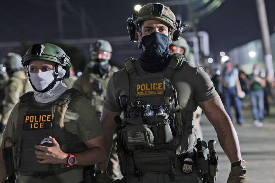 omeland Security Investigations and Immigration and Customs Enforcement officers arrive to push protesters back at the Delaney Hall Immigration Detention Center on June 12, 2026 in Newark, N.J.