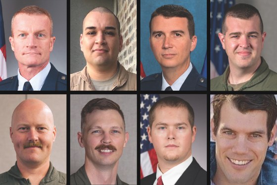 Top row from right: Col (S) Gregory Watson; Lt. Col. Gabriel Estrella; Retired Lt. Col. Miles Middleton; Maj. Alexander Davis.
Bottom row from right: Maj. Robert Dee; Maj. Brad Hovey; Jeromy Smith; Christopher Rischar.