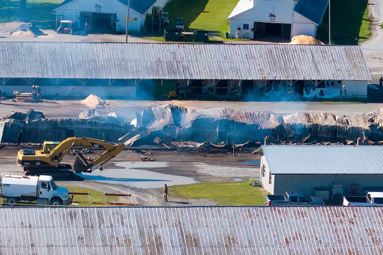 Barn fire aftermath.