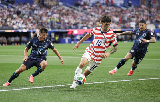 on-field action during a World Cup soccer game