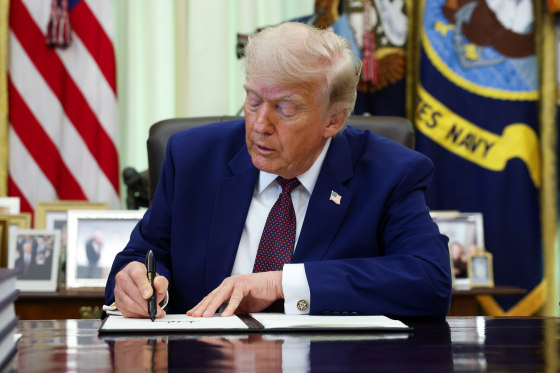 President Trump Signs Executive Orders In The Oval Office
