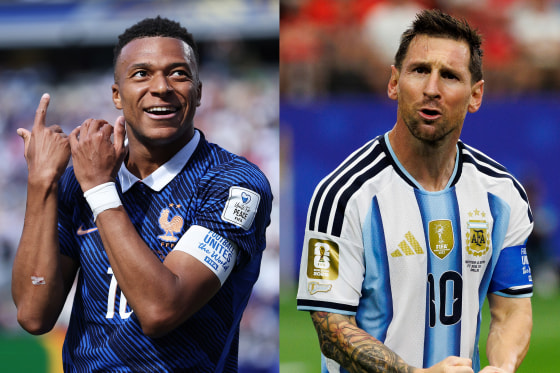 Kylian Mbappe of France and Lionel Messi of Argentina during the 2026 World Cup.