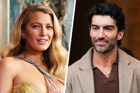 A split composite image of Blake Lively, left, and Justin Baldoni