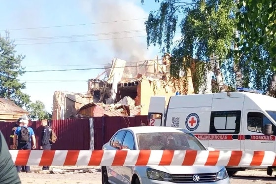 Aftermath of a Ukrainian drone attack in Moscow region