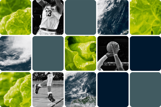 Grid of obscured images 