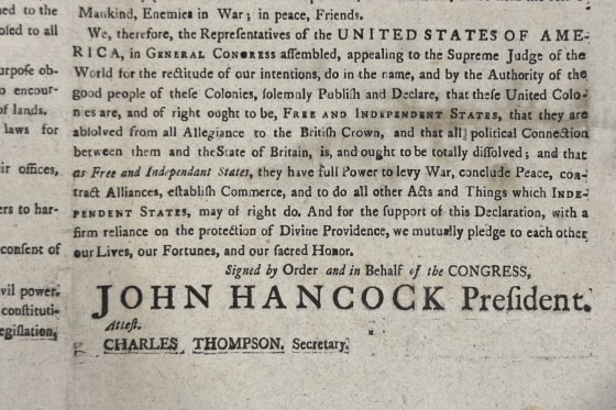 National Archives discovers rare copy of the Declaration of Independence