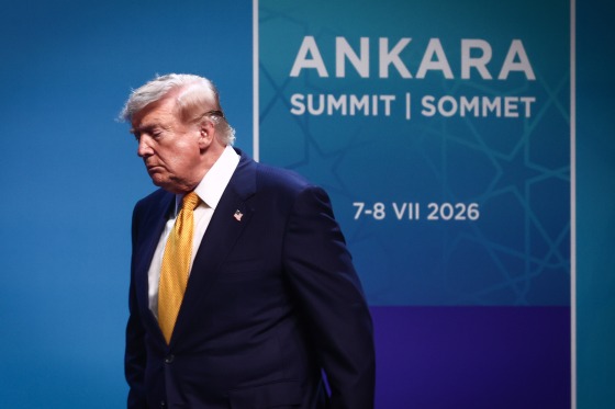 President Donald Trump during the press conference at the NATO Summit in Ankara, Turkey