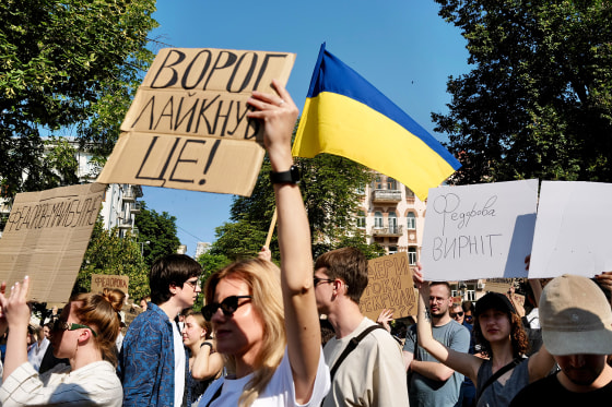 Protests over Ukraine's Defense Minister Mykhailo Fedorov.