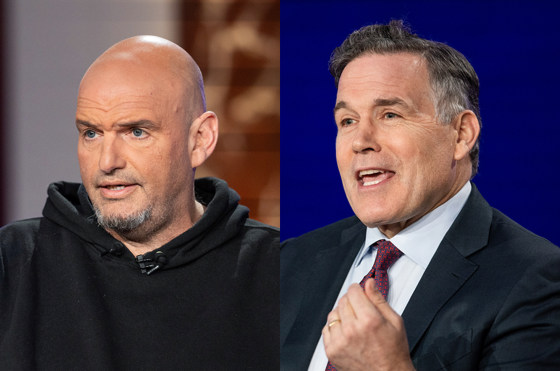 Split image of Sen. John Fetterman and Sen. Dave McCormick.