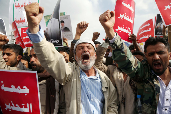 Houthis protest in Sanaa, Yemen