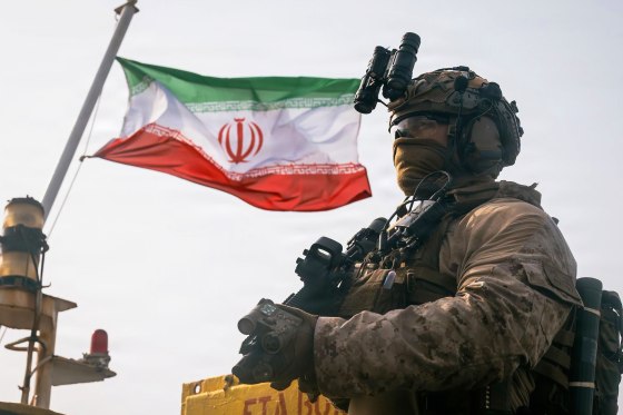 U.S. Marines aboard a ship in the Gulf of Oman last week.