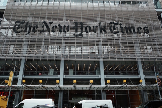 Front of the The New York Times building in New York City.