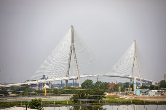 The Gordie Howe International Bridge that connects Detroit with Windsor, Ontario, prior to its opening for vehicular traffic on July 27, 2026.