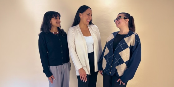 Sreya Nair, Jannely Espinal and Alexa Passaro model the newest cardigan styles for 2026.