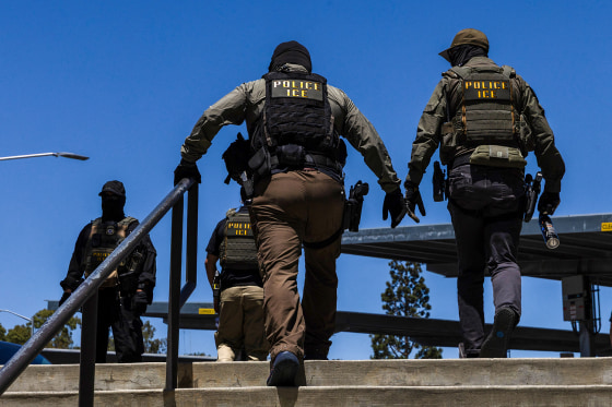 The Ventura County Government Center has been the site of tense standoffs and confrontations in recent weeks between US Immigration and Customs Enforcement (ICE) agents, local community observers, and protesters. (Photo by Blake Fagan / AFP via Getty Images)
