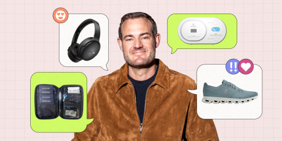 The Points Guy Brian Kelly says his favorite travel essentials include Pak Reve’s passport wallet, Bose QuietComfort Headphones, Kidde’s battery-powered CO alarm and On sneakers.