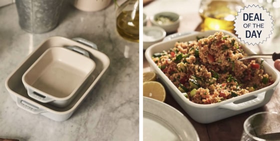 The dishes come in pastel blue, pink or green.