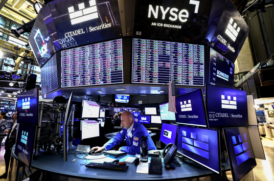 A trader works on the floor of the New York Stock Exchange