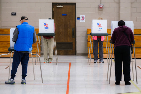 Voters cast their ballots at a polling location in North Carolina. 