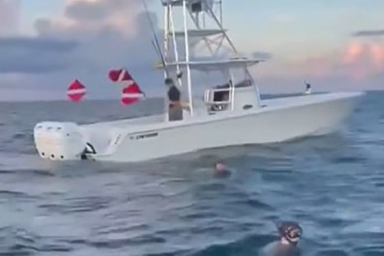 Cellphone video shows Simpson's boat, a Contender, in the area of the lobster fishing dispute.