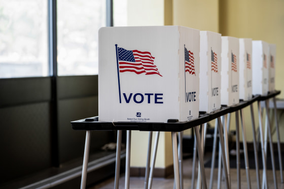 Voting booths at a polling location in Detroit.