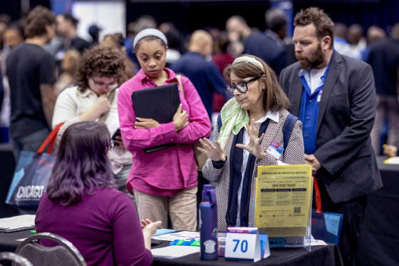 People at a job fair.