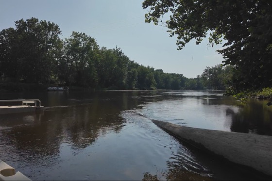 Scene video shows the Muskegon River, in Michigan, where the three tubers went missing.