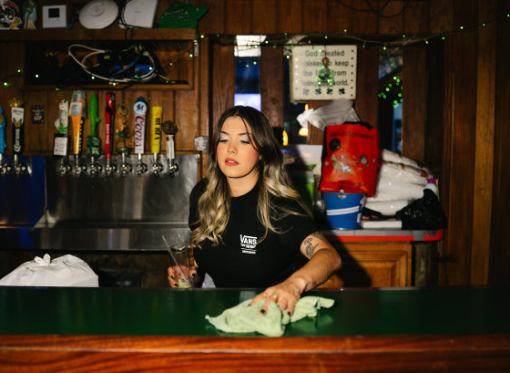 Natasha Armas at her bartending job at Bryson’s Irish Pub in Miami, on Friday, July 31, 2026.